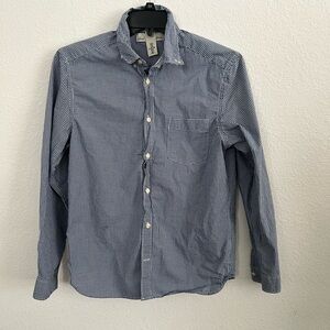 H&M Navy Checkered Casual Button-Down Shirt medium